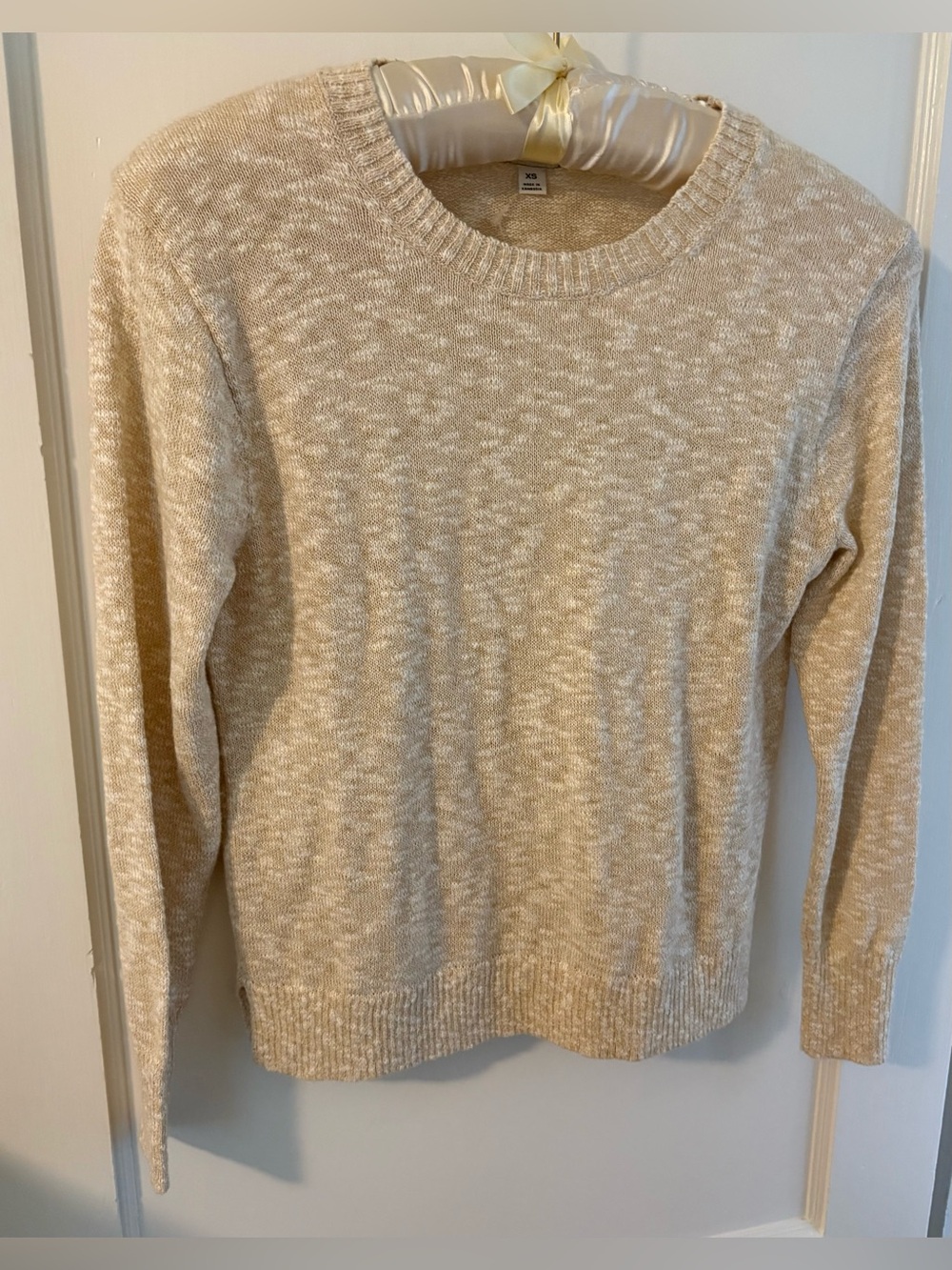 J. Crew Women’s Beige Heathered Crewneck Beach Sweater